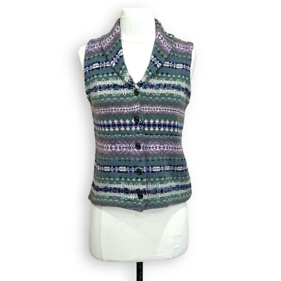 Chaps Fair Isle Collared Sweater Vest XS Petite - Picture 2 of 13